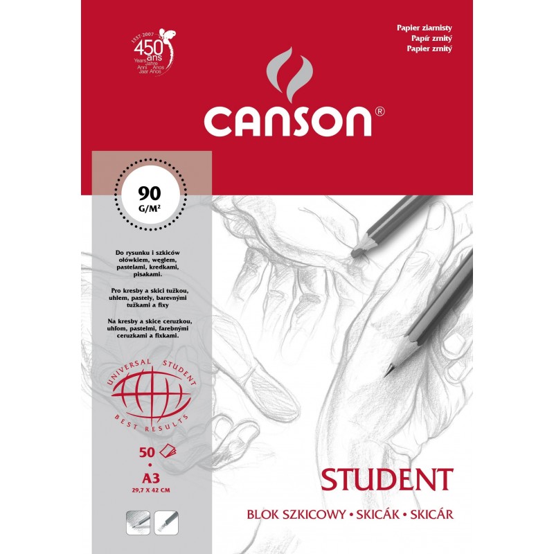 CANSON szkicownik A3/50k. 90g. ziarnisty