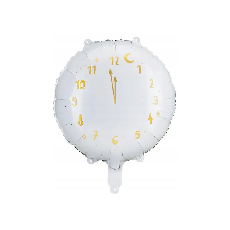 PD balon foliowy 45cm. zegar biały