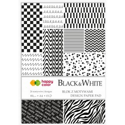 HAPPY COLOR blok A4/15 80g. z motywami Black&White