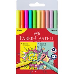FABER CASTELL flamastry 5kol. neon +5kol. pastel